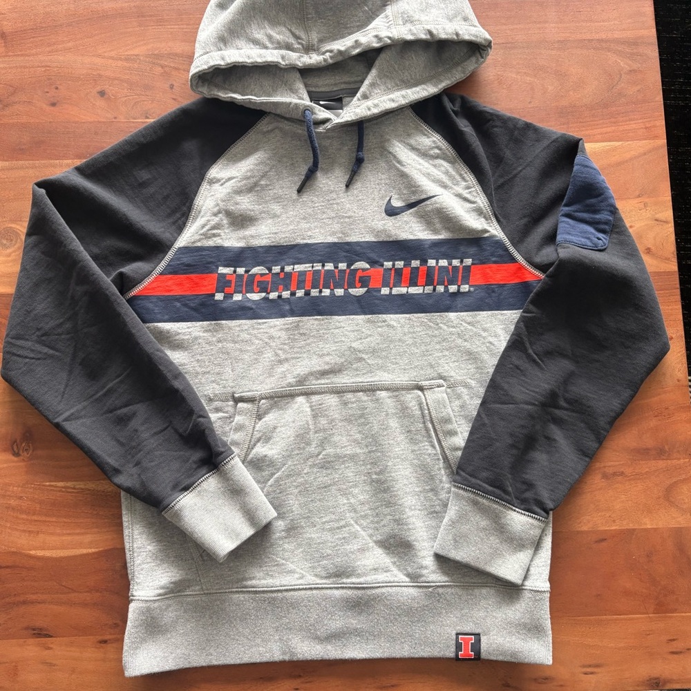 Nike Gray and Black Fighting Illini Hoodie
